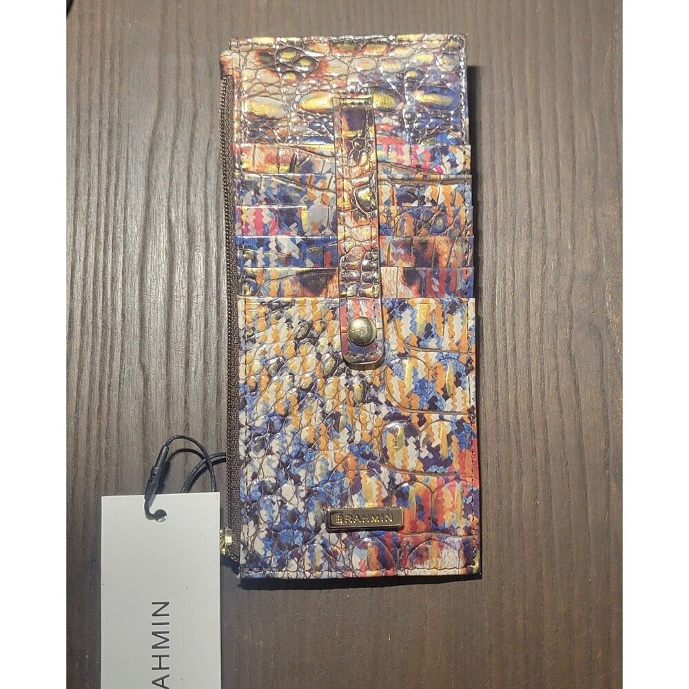 New Brahmin Melbourne Leather Credit Card Slim Wallet Holder AWESTRUCK